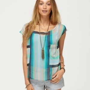 [Roxy] Silver Spur Top Sheer Boxy Stripes Dolman